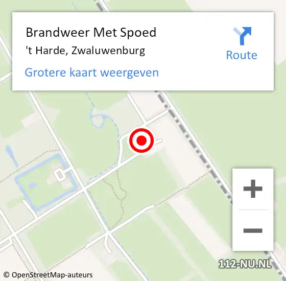 Locatie op kaart van de 112 melding: Brandweer Met Spoed Naar 't Harde, Zwaluwenburg op 12 januari 2024 15:25