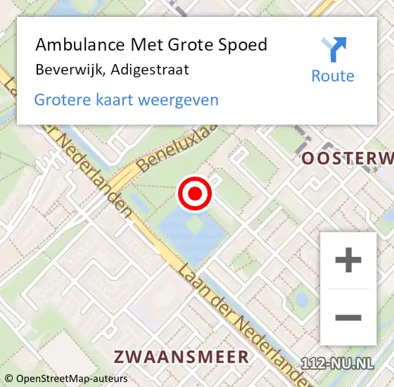 Locatie op kaart van de 112 melding: Ambulance Met Grote Spoed Naar Beverwijk, Adigestraat op 12 januari 2024 17:56