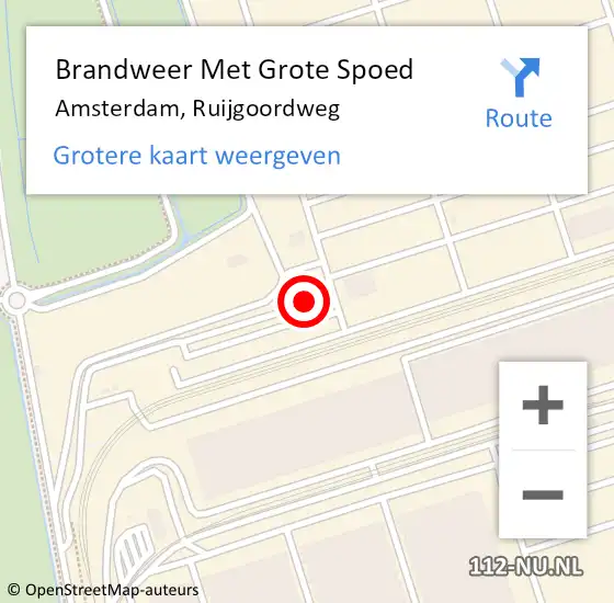 Locatie op kaart van de 112 melding: Brandweer Met Grote Spoed Naar Amsterdam, Ruijgoordweg op 12 januari 2024 18:32
