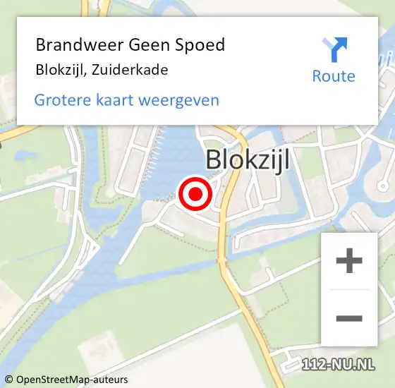 Locatie op kaart van de 112 melding: Brandweer Geen Spoed Naar Blokzijl, Zuiderkade op 12 januari 2024 19:04