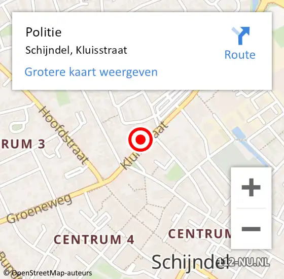 Locatie op kaart van de 112 melding: Politie Schijndel, Kluisstraat op 12 januari 2024 19:04