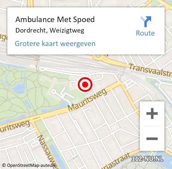 Locatie op kaart van de 112 melding: Ambulance Met Spoed Naar Dordrecht, Weizigtweg op 12 januari 2024 20:08