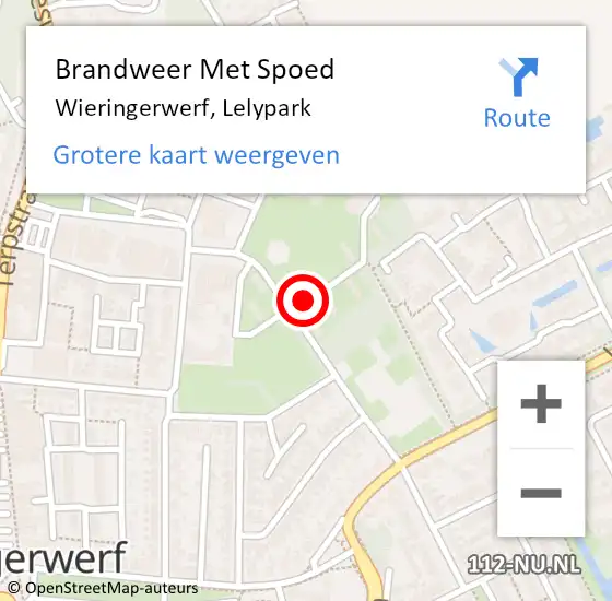 Locatie op kaart van de 112 melding: Brandweer Met Spoed Naar Wieringerwerf, Lelypark op 12 januari 2024 20:33