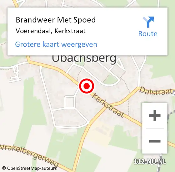 Locatie op kaart van de 112 melding: Brandweer Met Spoed Naar Voerendaal, Kerkstraat op 12 januari 2024 20:49