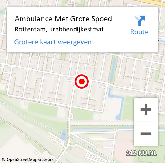 Locatie op kaart van de 112 melding: Ambulance Met Grote Spoed Naar Rotterdam, Krabbendijkestraat op 12 januari 2024 21:43