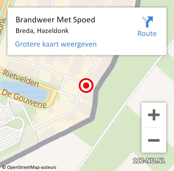 Locatie op kaart van de 112 melding: Brandweer Met Spoed Naar Breda, Hazeldonk op 12 januari 2024 22:14
