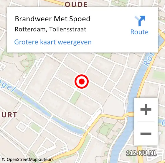 Locatie op kaart van de 112 melding: Brandweer Met Spoed Naar Rotterdam, Tollensstraat op 12 januari 2024 23:52