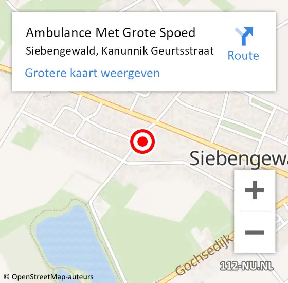 Locatie op kaart van de 112 melding: Ambulance Met Grote Spoed Naar Siebengewald, Kanunnik Geurtsstraat op 22 september 2014 02:31
