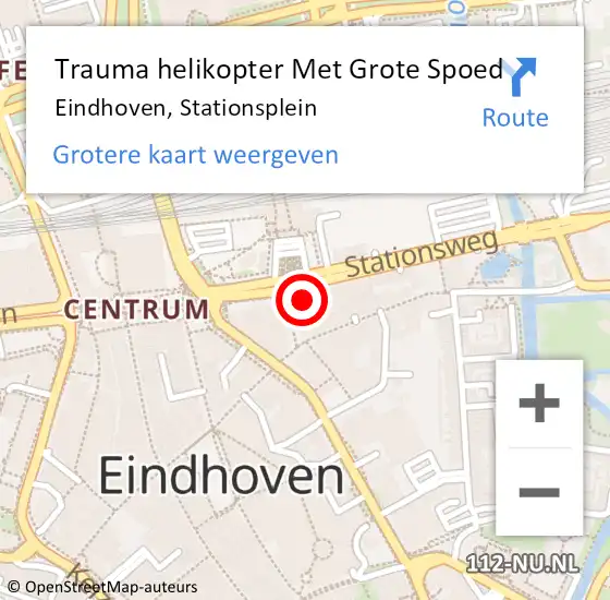 Locatie op kaart van de 112 melding: Trauma helikopter Met Grote Spoed Naar Eindhoven, Stationsplein op 13 januari 2024 01:33