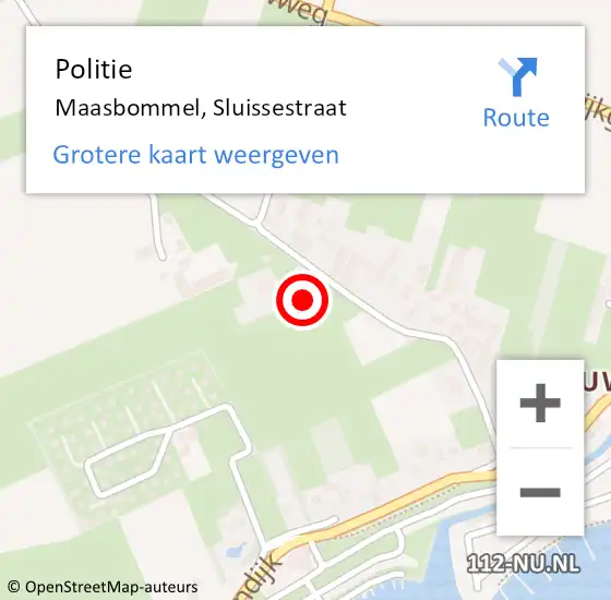 Locatie op kaart van de 112 melding: Politie Maasbommel, Sluissestraat op 13 januari 2024 02:39