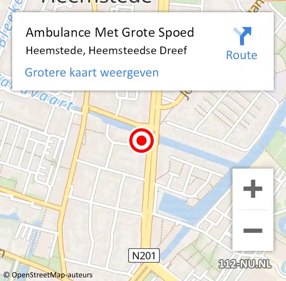 Locatie op kaart van de 112 melding: Ambulance Met Grote Spoed Naar Heemstede, Heemsteedse Dreef op 13 januari 2024 04:16