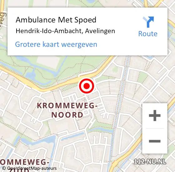 Locatie op kaart van de 112 melding: Ambulance Met Spoed Naar Hendrik-Ido-Ambacht, Avelingen op 13 januari 2024 05:26