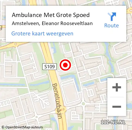 Locatie op kaart van de 112 melding: Ambulance Met Grote Spoed Naar Amstelveen, Eleanor Rooseveltlaan op 13 januari 2024 07:16