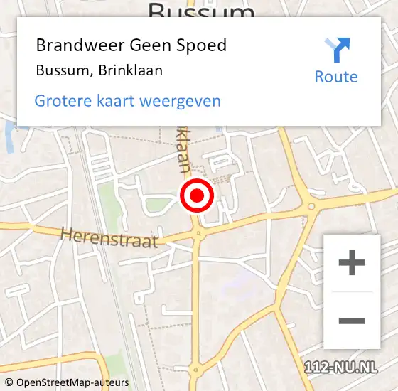 Locatie op kaart van de 112 melding: Brandweer Geen Spoed Naar Bussum, Brinklaan op 13 januari 2024 07:28