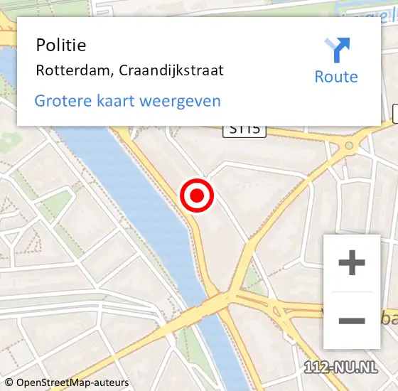 Locatie op kaart van de 112 melding: Politie Rotterdam, Craandijkstraat op 13 januari 2024 08:12