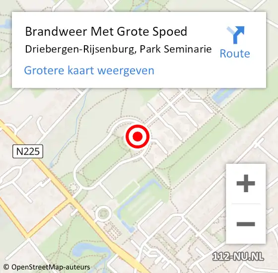 Locatie op kaart van de 112 melding: Brandweer Met Grote Spoed Naar Driebergen-Rijsenburg, Park Seminarie op 13 januari 2024 09:18