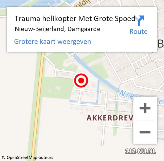 Locatie op kaart van de 112 melding: Trauma helikopter Met Grote Spoed Naar Nieuw-Beijerland, Damgaarde op 13 januari 2024 09:58