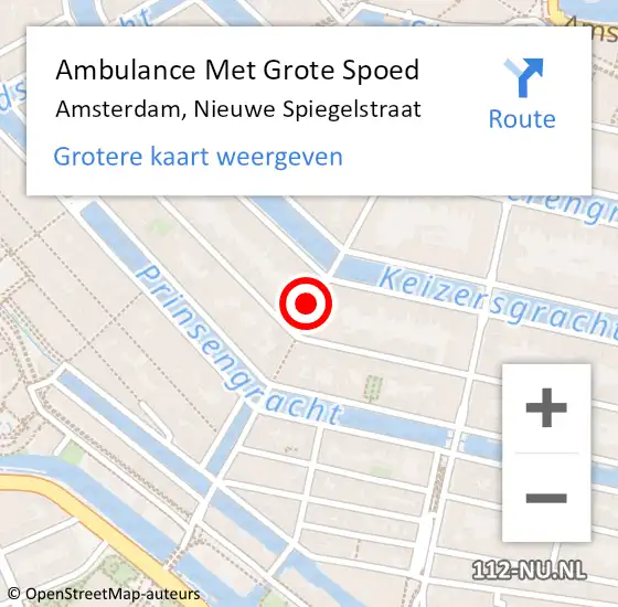 Locatie op kaart van de 112 melding: Ambulance Met Grote Spoed Naar Amsterdam, Nieuwe Spiegelstraat op 13 januari 2024 10:04
