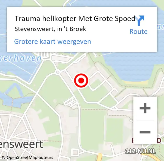 Locatie op kaart van de 112 melding: Trauma helikopter Met Grote Spoed Naar Stevensweert, in 't Broek op 13 januari 2024 10:38