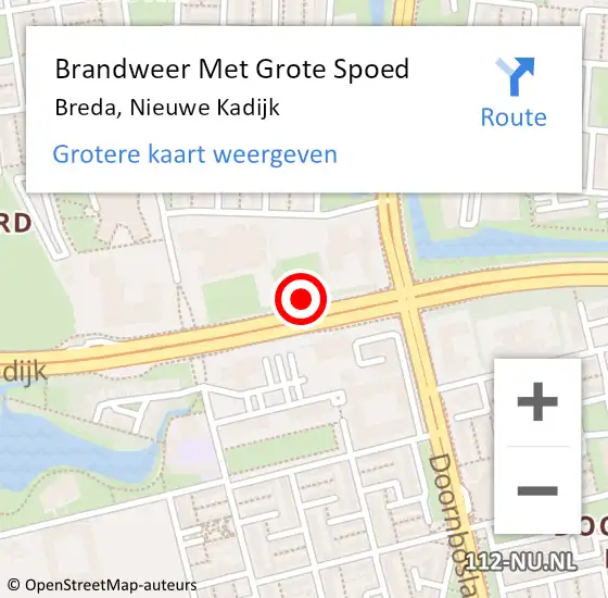 Locatie op kaart van de 112 melding: Brandweer Met Grote Spoed Naar Breda, Nieuwe Kadijk op 13 januari 2024 11:10