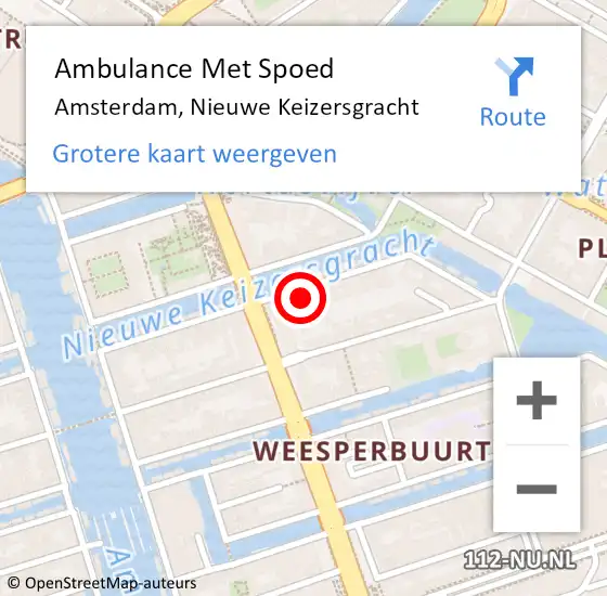 Locatie op kaart van de 112 melding: Ambulance Met Spoed Naar Amsterdam, Nieuwe Keizersgracht op 13 januari 2024 11:24