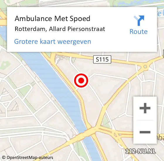 Locatie op kaart van de 112 melding: Ambulance Met Spoed Naar Rotterdam, Allard Piersonstraat op 13 januari 2024 12:03