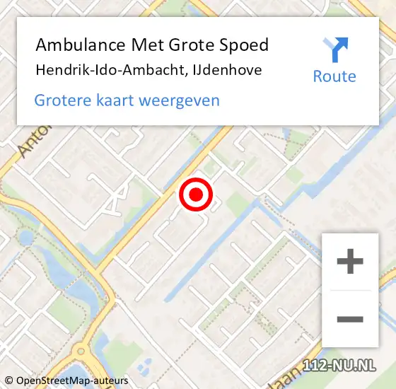 Locatie op kaart van de 112 melding: Ambulance Met Grote Spoed Naar Hendrik-Ido-Ambacht, IJdenhove op 13 januari 2024 12:22
