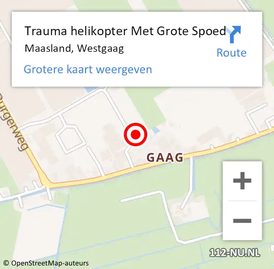 Locatie op kaart van de 112 melding: Trauma helikopter Met Grote Spoed Naar Maasland, Westgaag op 13 januari 2024 12:25
