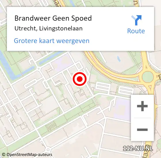 Locatie op kaart van de 112 melding: Brandweer Geen Spoed Naar Utrecht, Livingstonelaan op 13 januari 2024 12:28
