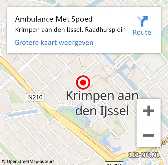 Locatie op kaart van de 112 melding: Ambulance Met Spoed Naar Krimpen aan den IJssel, Raadhuisplein op 13 januari 2024 14:42
