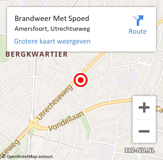 Locatie op kaart van de 112 melding: Brandweer Met Spoed Naar Amersfoort, Utrechtseweg op 13 januari 2024 16:34