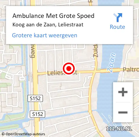 Locatie op kaart van de 112 melding: Ambulance Met Grote Spoed Naar Koog aan de Zaan, Leliestraat op 13 januari 2024 16:42