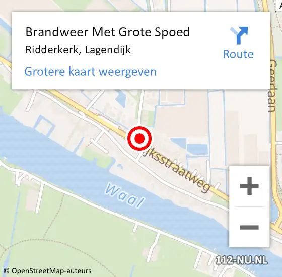 Locatie op kaart van de 112 melding: Brandweer Met Grote Spoed Naar Ridderkerk, Lagendijk op 13 januari 2024 17:19