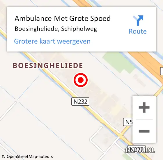 Locatie op kaart van de 112 melding: Ambulance Met Grote Spoed Naar Boesingheliede, Schipholweg op 13 januari 2024 17:30