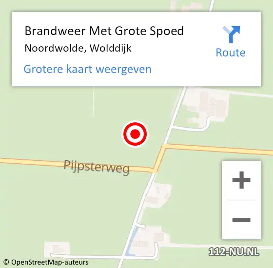 Locatie op kaart van de 112 melding: Brandweer Met Grote Spoed Naar Noordwolde, Wolddijk op 13 januari 2024 20:31