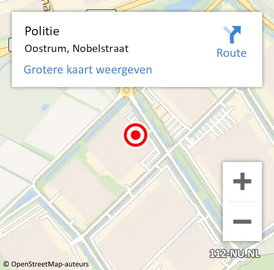 Locatie op kaart van de 112 melding: Politie Oostrum, Nobelstraat op 13 januari 2024 20:40