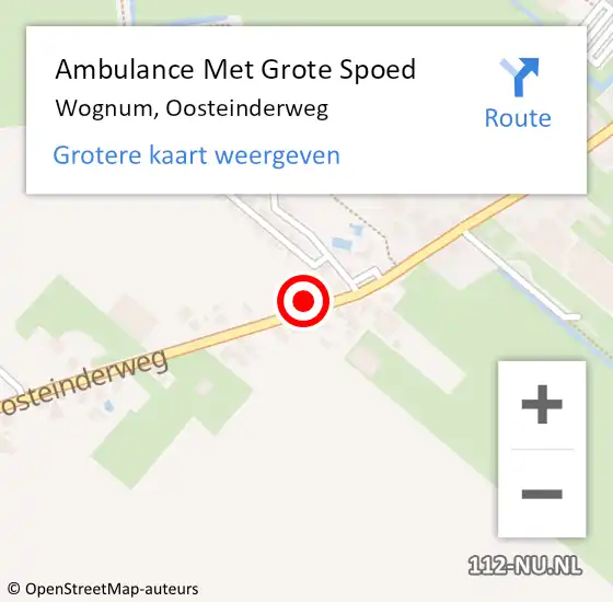 Locatie op kaart van de 112 melding: Ambulance Met Grote Spoed Naar Wognum, Oosteinderweg op 13 januari 2024 20:46