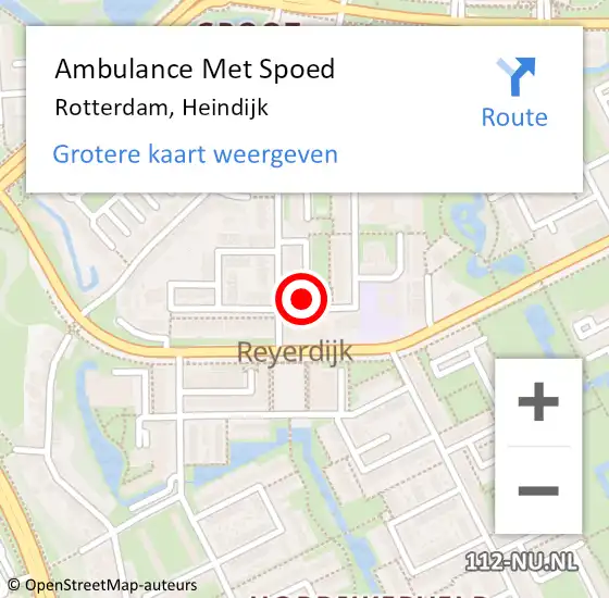 Locatie op kaart van de 112 melding: Ambulance Met Spoed Naar Rotterdam, Heindijk op 13 januari 2024 21:10
