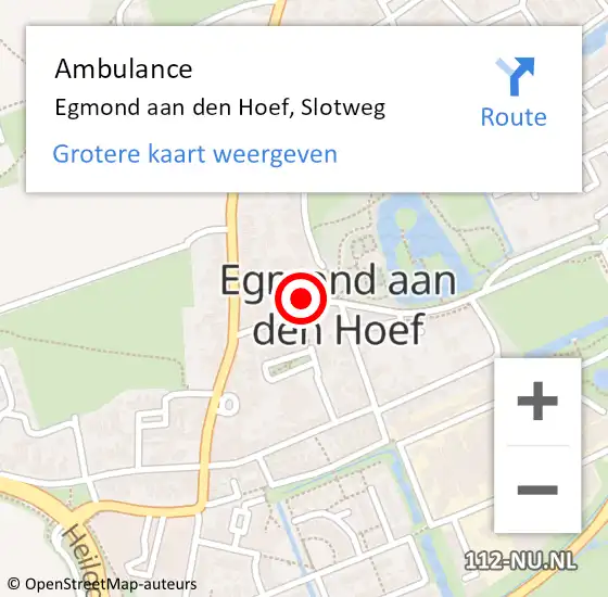Locatie op kaart van de 112 melding: Ambulance Egmond aan den Hoef, Slotweg op 13 januari 2024 21:21
