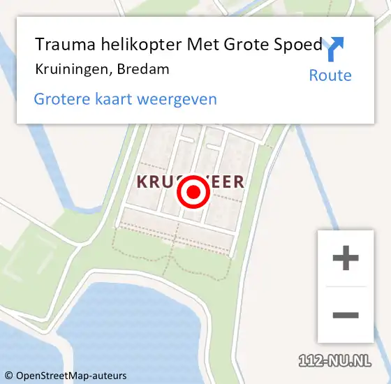 Locatie op kaart van de 112 melding: Trauma helikopter Met Grote Spoed Naar Kruiningen, Bredam op 13 januari 2024 21:59
