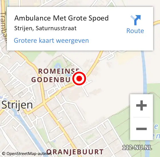 Locatie op kaart van de 112 melding: Ambulance Met Grote Spoed Naar Strijen, Saturnusstraat op 13 januari 2024 22:18