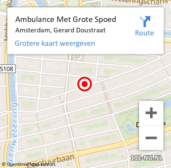 Locatie op kaart van de 112 melding: Ambulance Met Grote Spoed Naar Amsterdam, Gerard Doustraat op 13 januari 2024 22:38
