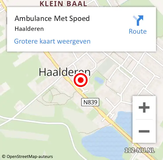 Locatie op kaart van de 112 melding: Ambulance Met Spoed Naar Haalderen op 14 januari 2024 01:48