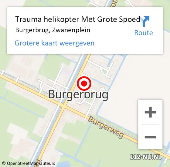 Locatie op kaart van de 112 melding: Trauma helikopter Met Grote Spoed Naar Burgerbrug, Zwanenplein op 14 januari 2024 02:29
