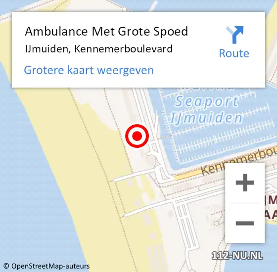 Locatie op kaart van de 112 melding: Ambulance Met Grote Spoed Naar IJmuiden, Kennemerboulevard op 14 januari 2024 02:39
