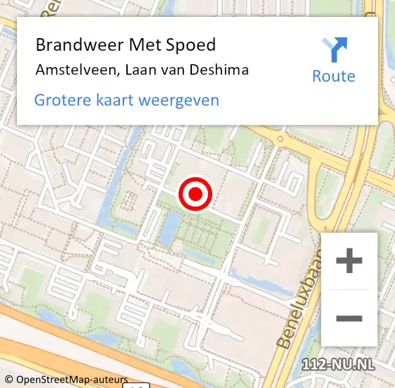 Locatie op kaart van de 112 melding: Brandweer Met Spoed Naar Amstelveen, Laan van Deshima op 14 januari 2024 03:26