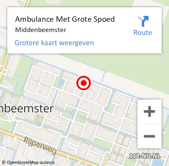 Locatie op kaart van de 112 melding: Ambulance Met Grote Spoed Naar Middenbeemster op 14 januari 2024 03:56