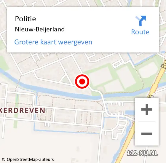 Locatie op kaart van de 112 melding: Politie Nieuw-Beijerland op 14 januari 2024 04:07