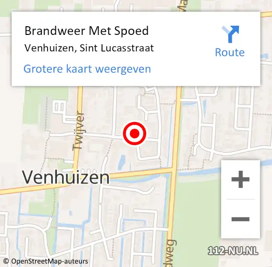 Locatie op kaart van de 112 melding: Brandweer Met Spoed Naar Venhuizen, Sint Lucasstraat op 14 januari 2024 05:00