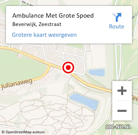 Locatie op kaart van de 112 melding: Ambulance Met Grote Spoed Naar Beverwijk, Zeestraat op 14 januari 2024 05:13